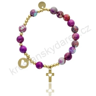 Luxusní náramek - desátek s kamínky z přírodního císařského jaspisu