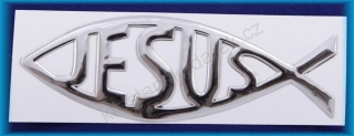 Rybka na auto Jesus stříbrná 15 cm