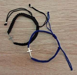 Náramek pletený s křížkem, 2 barvy