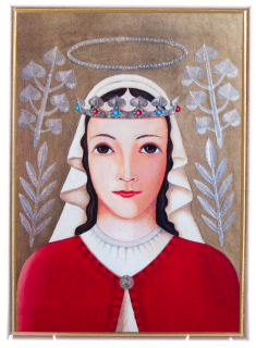 Svatá Zdislava - obraz na dřevě - C cca. 16 x 20 cm