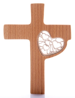 Kříž s něžným vkládaným srdcem, 20 cm