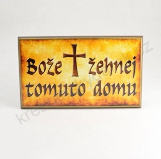 Domácí požehnání - rustikální - F MINI s magnetem cca. 6 x 4 cm