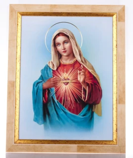 Neposkvrněné srdce Panny Marie - obraz zasklený, 47 x 37 cm