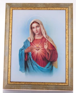 Neposkvrněné srdce Panny Marie - obraz zasklený, 47 x 37 cm