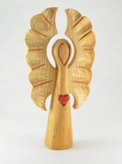 Anděl s křídly - samostojná dřevořezba, 33 cm
