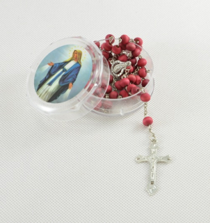 Růženec s vůní růží - dřevěný, v kulaté krabičce