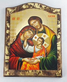 Ikona oblouková Svatá rodina - na dřevě