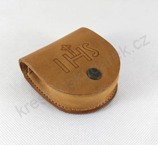 Kapsička na růženec - ražba IHS, pravá kůže světlá