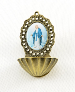 Domácí kropenka na svěcenou vodu - kovová MINI (různé motivy) - P. M. Neposkvrněné početí