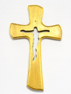 Kříž prořezávaný, s oblými hranami - velký - 30 cm - Medová