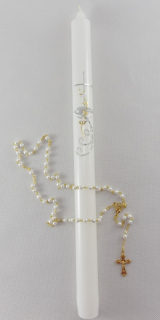 Křestní svíce od sester Dominikánek - Křtitelnice s lilií a křížkem