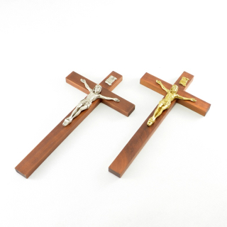 Kříž na stěnu klasický prostý, menší - tmavě hnědé dřevo