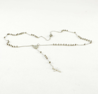 Náhrdelník růženec - drobné nerezové perličky