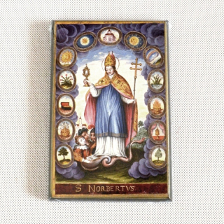 Svatý Norbert z Xanten - obraz na dřevě - C cca. 16 x 20 cm