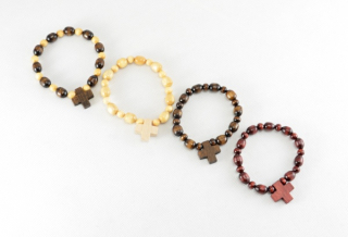 Náramek s křížkem - prostý dřevěný desátek na ruku