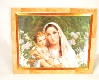Dárkový obraz rámovaný, zasklený, velký - "Madona s dítětem - italská"