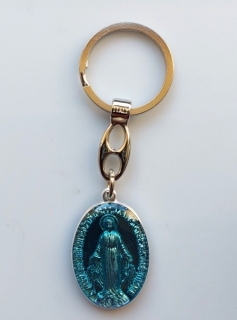 Přívěšek (klíčenka) se "zázračnou" medailkou v modrém epoxidu