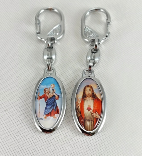 Přívěšek se dvěma ochránci: Sv. Kryštof a Srdce Ježíšovo