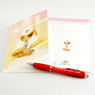 Přání k 1. svatému přijímání - kalich s chlebem