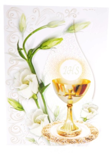 Přání k 1. svatému přijímání - kalich s růží