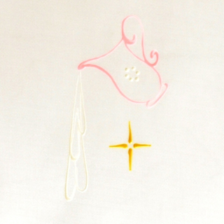 Křestní rouška ručně malovaná vzor: Růžový džbánek