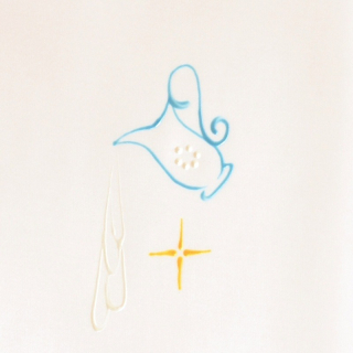 Křestní rouška ručně malovaná s vytřepením vzor: Modrý džbánek