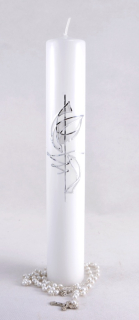 Křestní svíce od sester Dominikánek - široká - vzor Rybičky (NOVINKA)