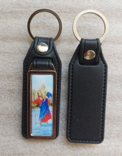 Přívěšek kožený s obrázkem sv. Kryštofa