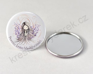 "Pravá krása" - kapesní zrcátko - Bílá