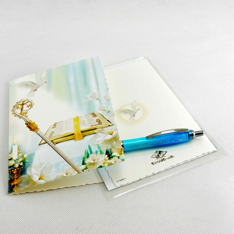 Přání k biřmování, vzor holubice s biskupskou berlou