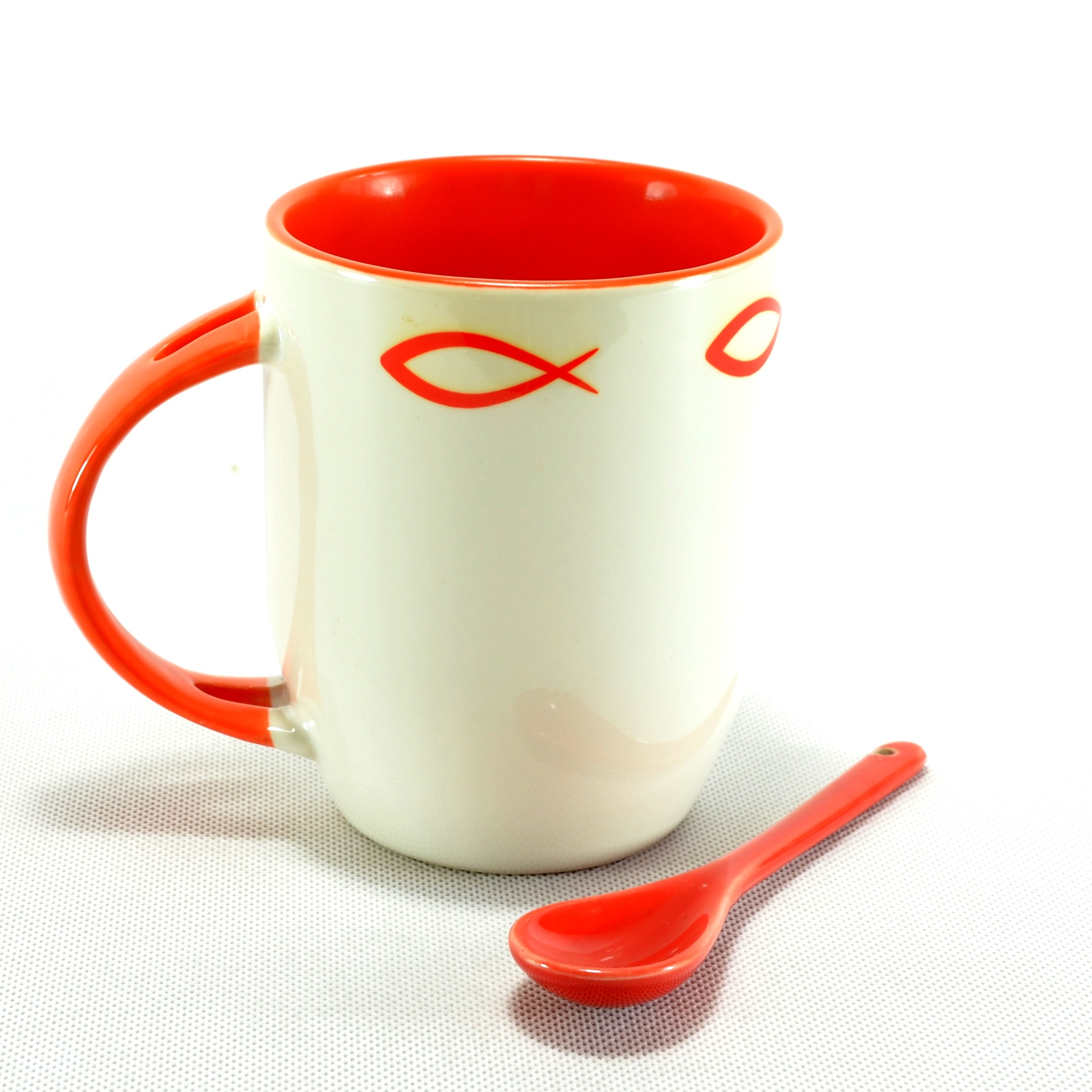 Hrnek pro křesťana - s keramickou lžičkou - Žlutá