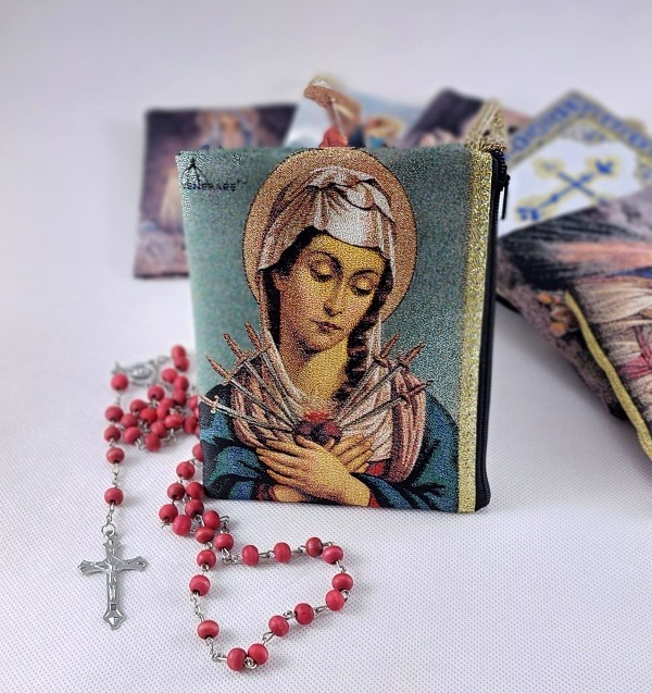 Brokátová kapsička na zip - kolekce motivů - Milosrdný Ježíš