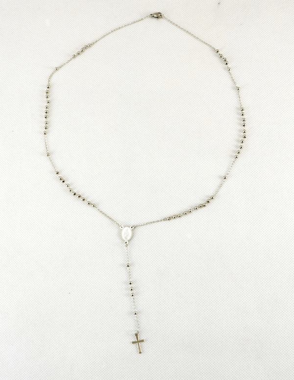 Náhrdelník růženec - drobné nerezové perličky