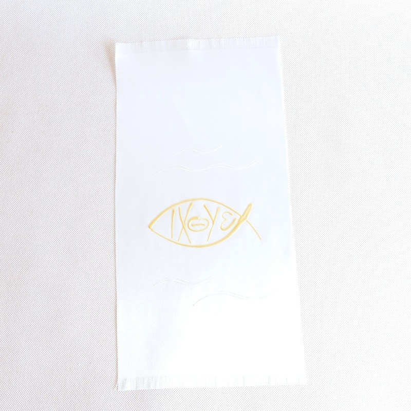 Křestní rouška ručně malovaná s vytřepením vzor: Ryba (Ichthys)