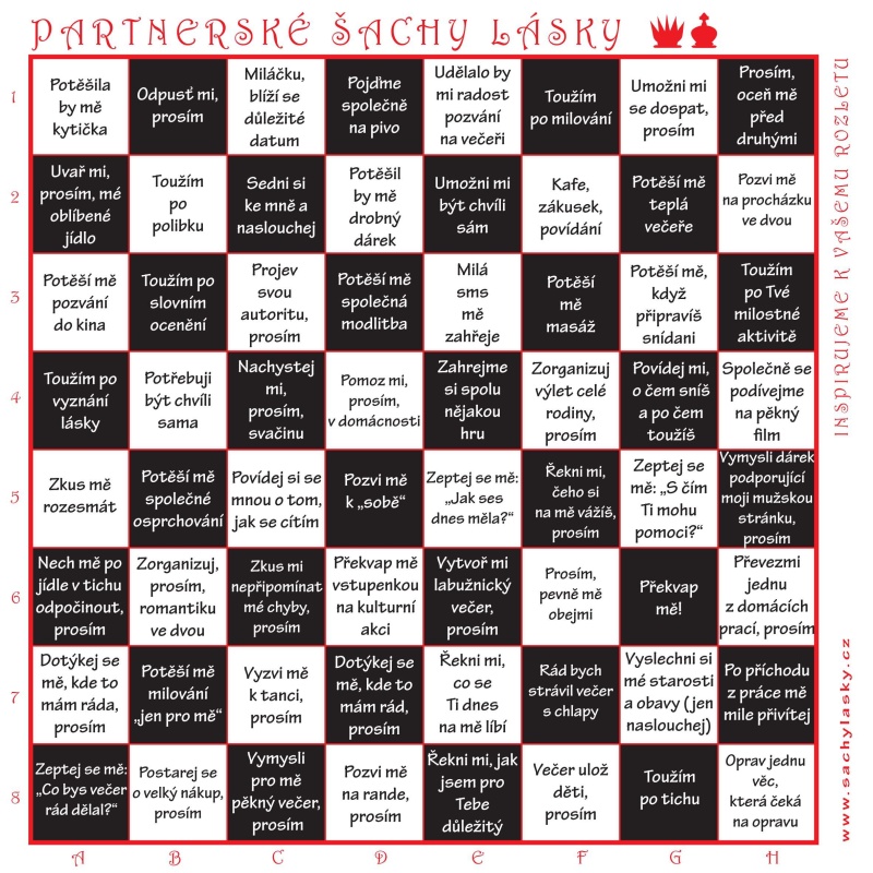 Šachy lásky pro partnery - klasické černobílé