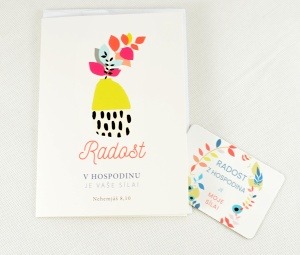 Dárek do obálky - sada přání a magnetu, motiv "Radost z Hospodina je má síla"