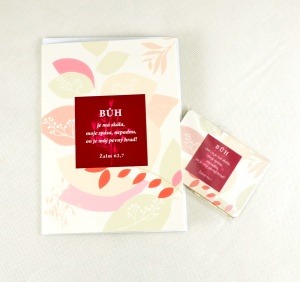 Dárek do obálky - sada přání a magnetu, motiv "Bůh je má skála"