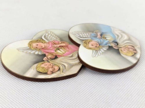 Dětské dřevěné srdce s magnetem "Dobrou noc" - Do modra