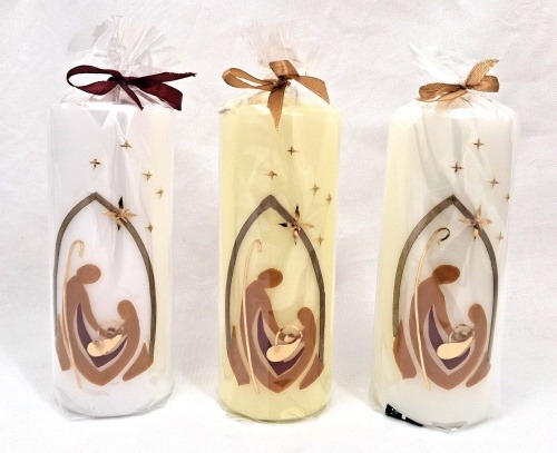 Vánoční svíce na stůl - Betlém - ruční práce sester, varianta bílá