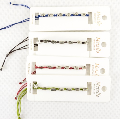 Rybičkový náramek - JESUS - ručně vázaný - Zelená šňůrka