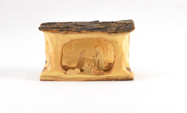 Betlémek v olivovém špalku - ručně dlabaný