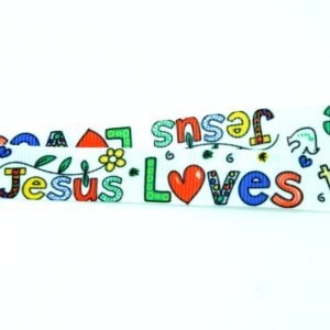 Šňůrka s karabinkou – “Jesus loves me” (širší)