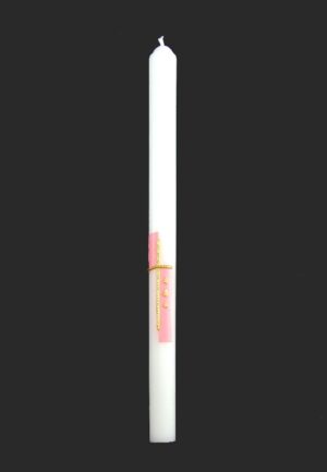 Kaskáda s kapkami (růžová) – křestní svíce ručně zdobená