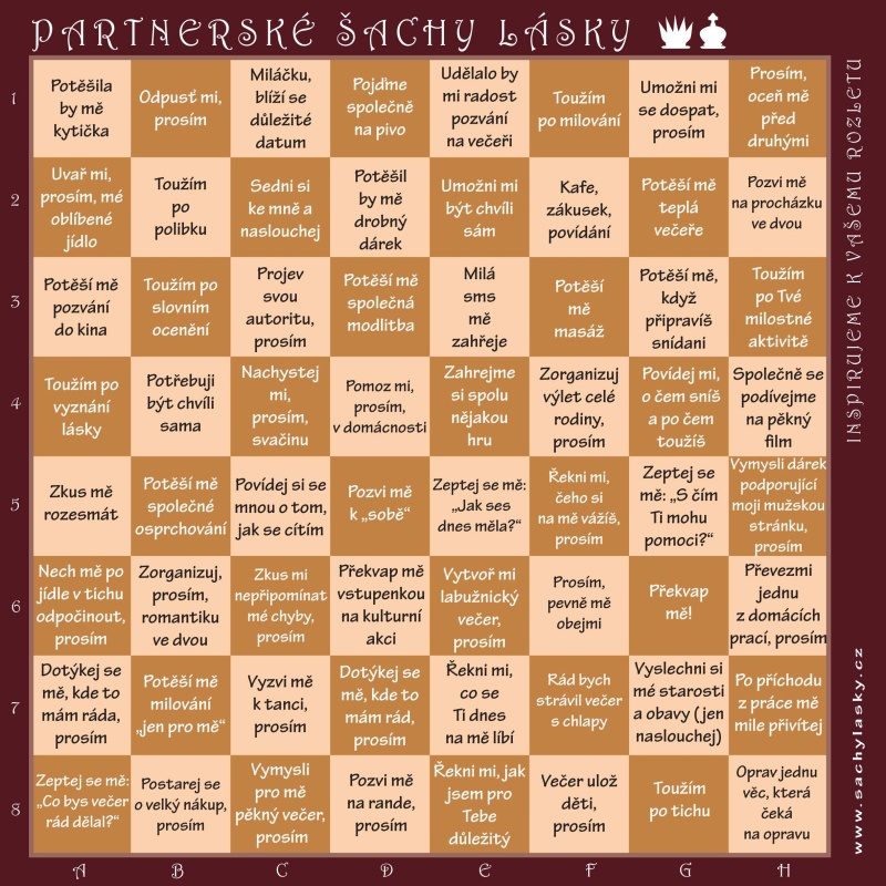 Šachy lásky pro partnery - hnědé rustikální