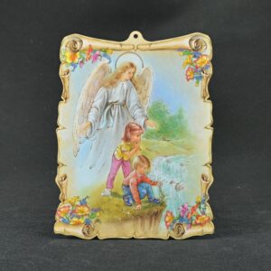 Dětský obrázek na stěnu – Anděl s dětmi u vodopádu