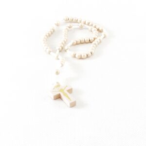 Dřevěný růženec – perleťové mini perličky