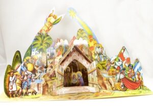 Prostorový Betlém malovaný Kubaštou – karton, 3D efekt