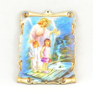 Dětský obrázek na stěnu – Anděl svítí na cestu (větší 22,5 cm)