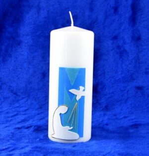 “Maria a Duch Svatý” modlitební svíce od sester (modrá)
