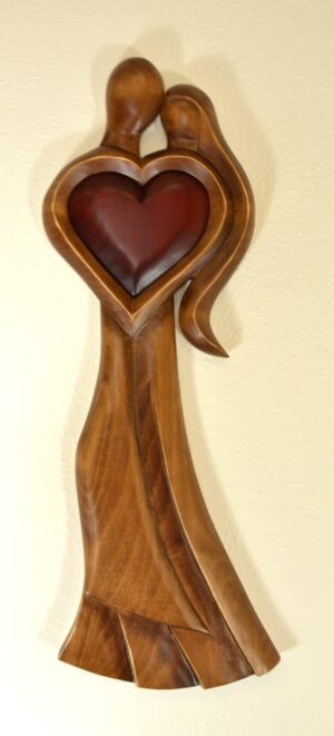 Jedno srdce – svatební dřevořezba – 68 cm